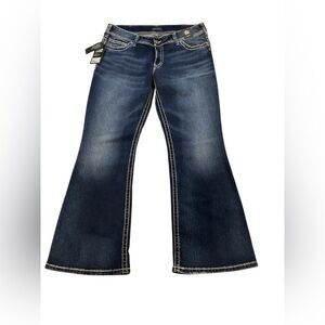 NWT Silver Jeans Suki Curvy Fit Mid Rise Bootcut Dark Wash Denim W34 L32